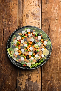 Paneer Vegetable saladÂ is a healthy Indian recipe made using cottage cheese and green veggies